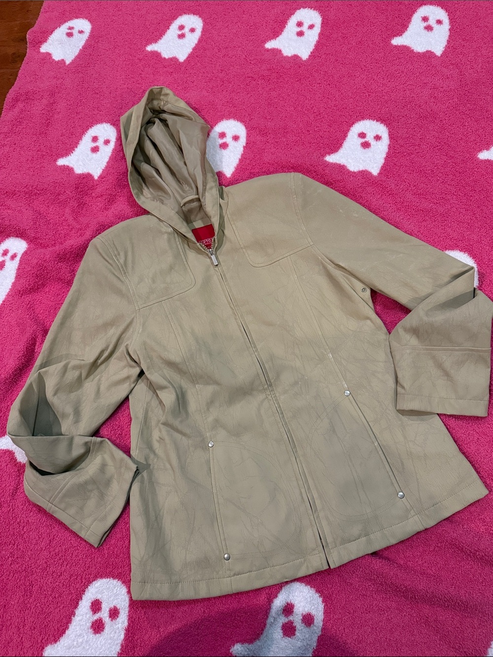 Women's Hooded Esprit zip-Front Jacket in Taupe S